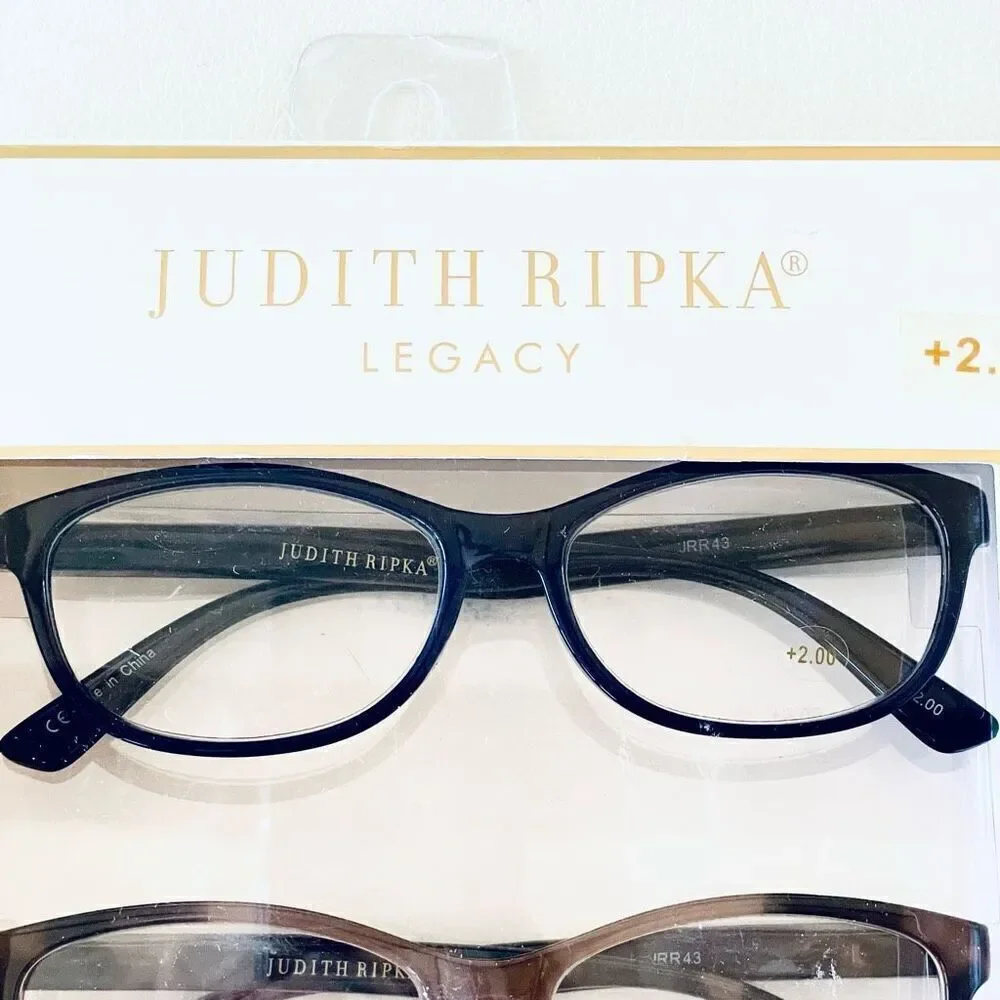 NWT 3 Pack 2.00 Judith Ripka Premium Eye Reading Glasses Black, Tan, Burgundy